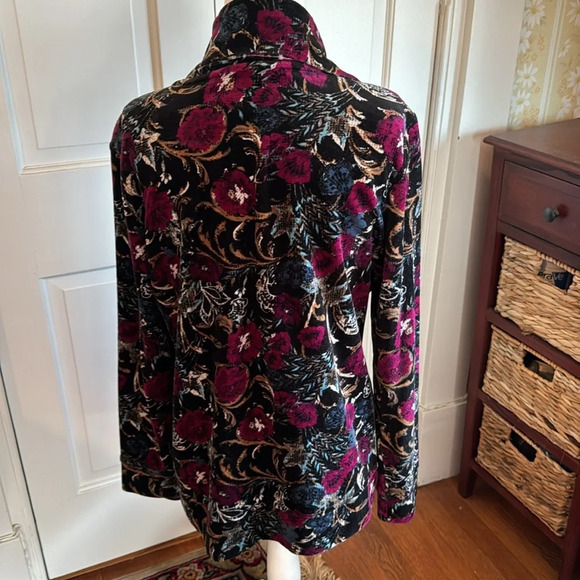 💋 Karen Scott zip up Velour Jacket Size L 💋 - Picture 5 of 10